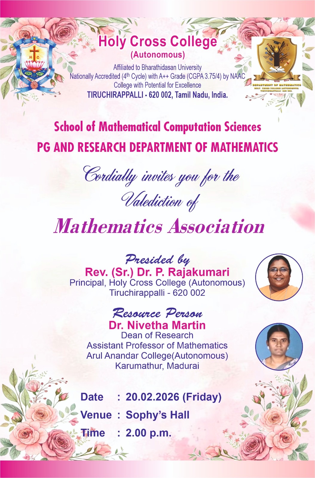 VALEDICTION OF MATHEMATICS ASSOCIATION