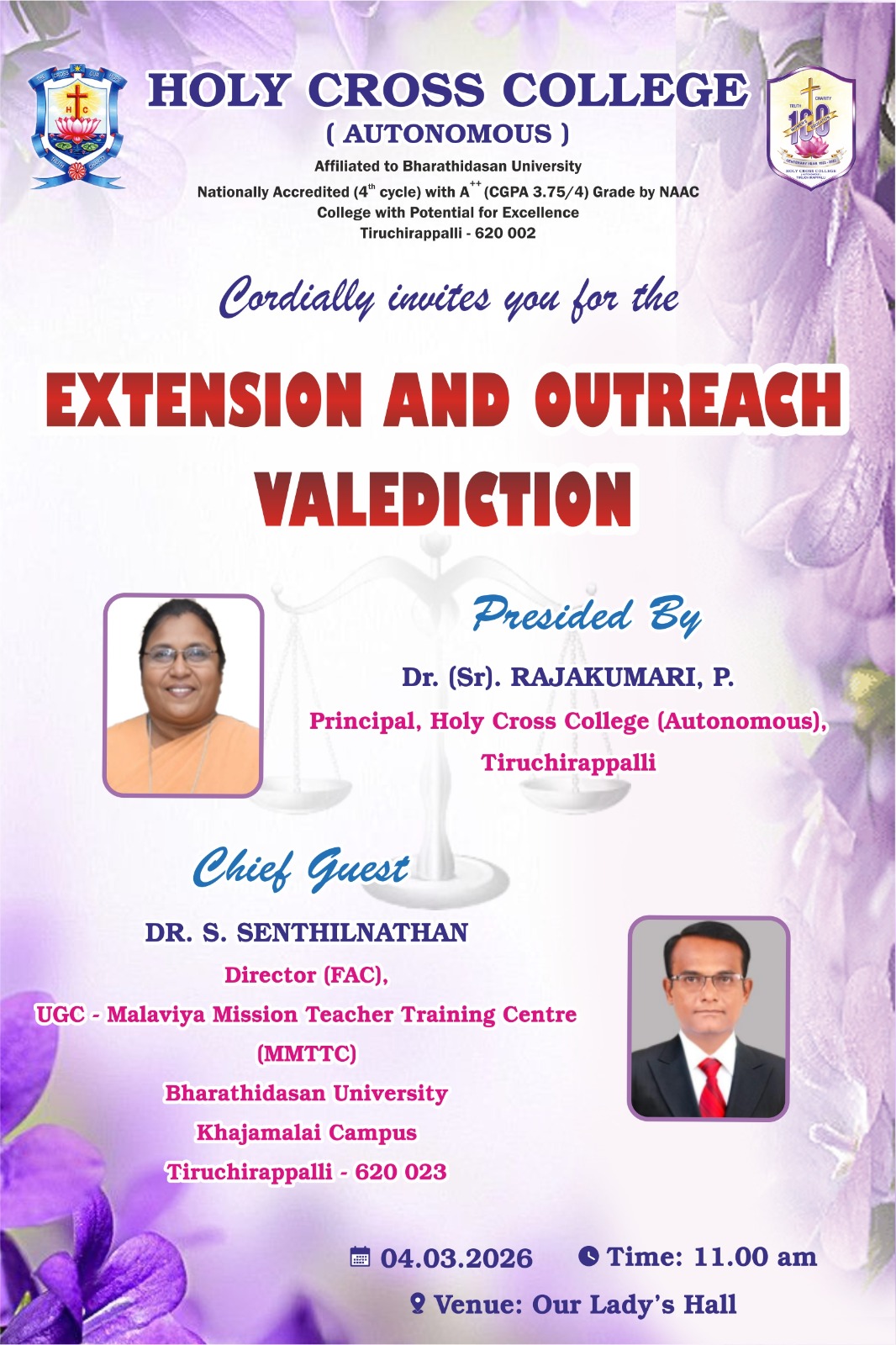 EXTENSION AND OUTREACH VALEDICTION