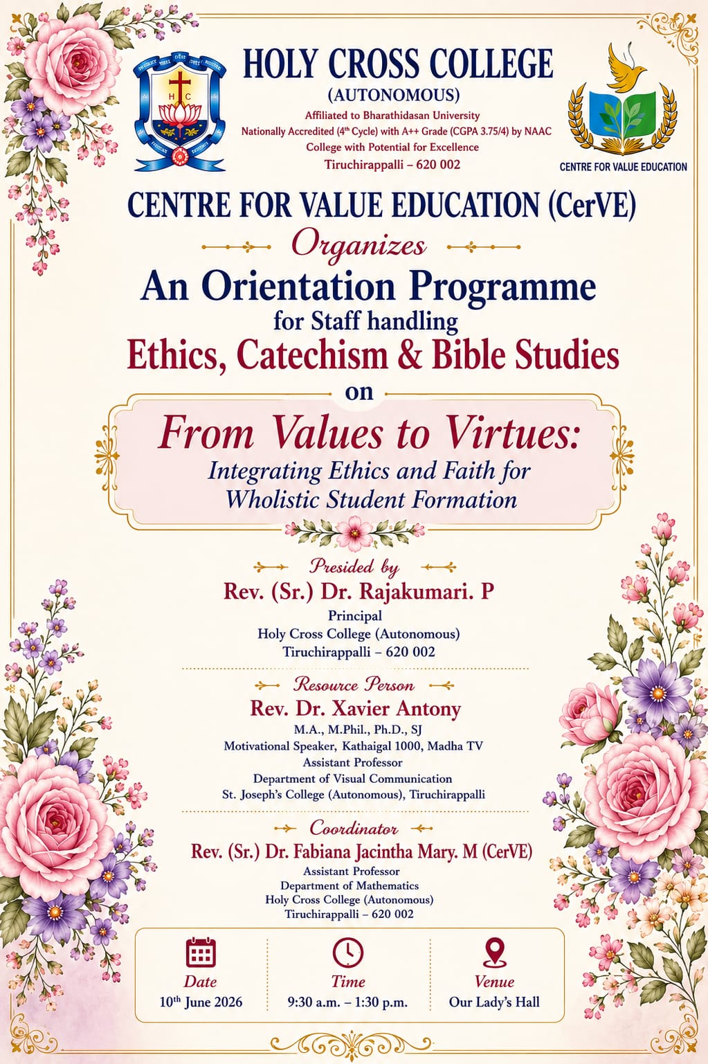 An orientation for Staff Handling Ethics,Catechism and Bible studies