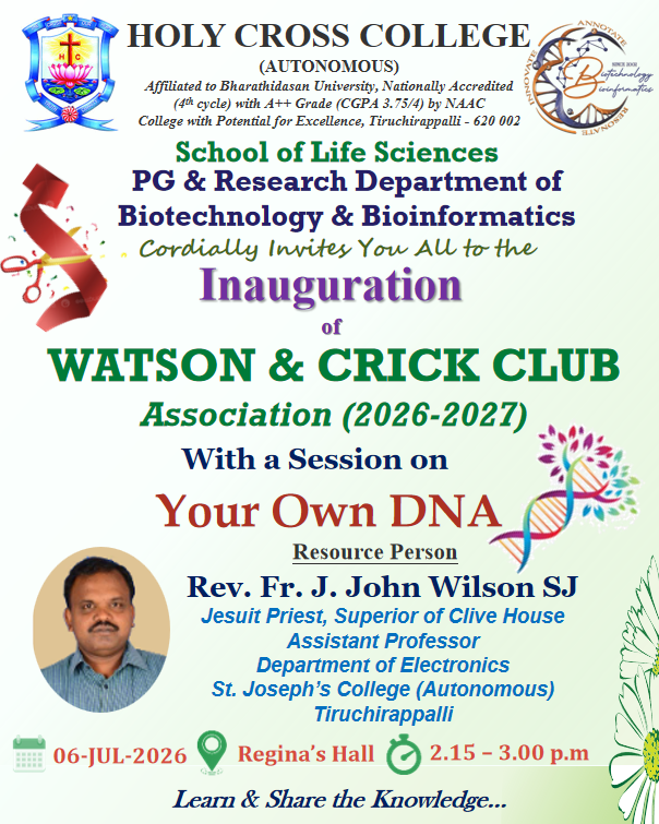Inauguration of Watson & Crick Club (2026-2027)