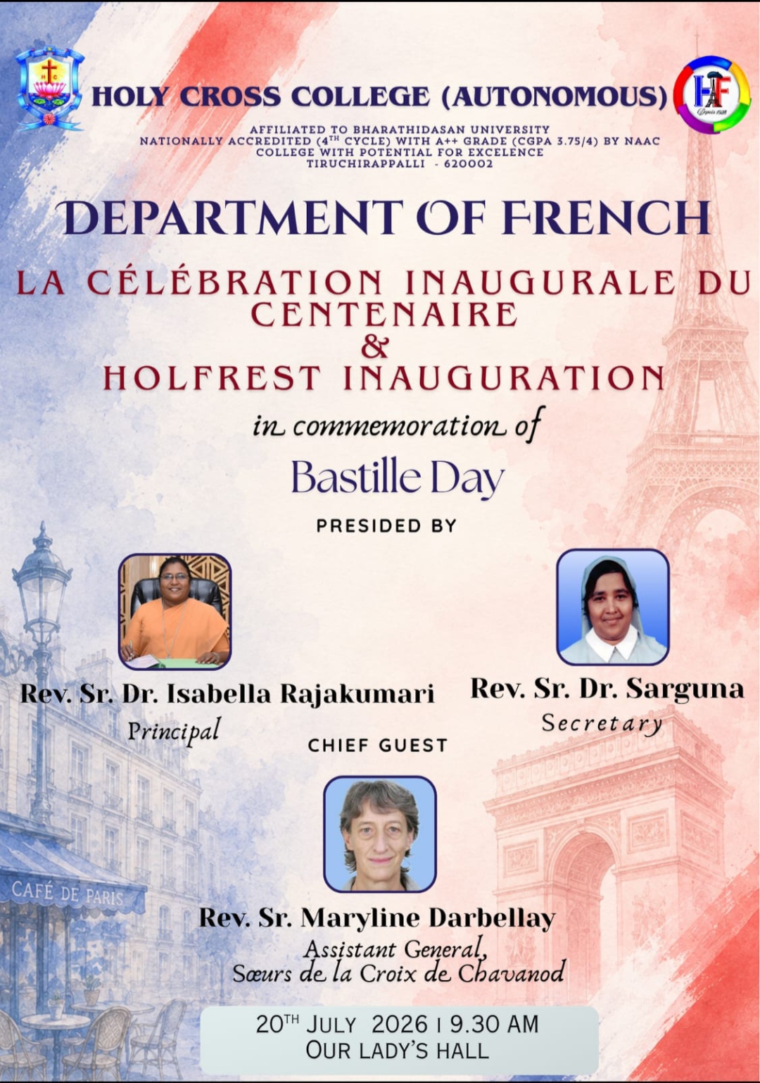 French Department Centenary Celebration Inauguration