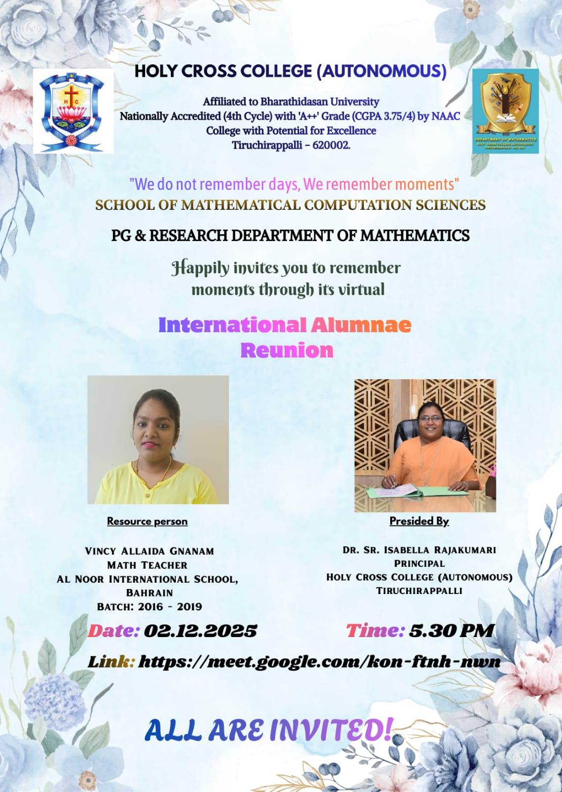 Virtual International Alumnae Reunion