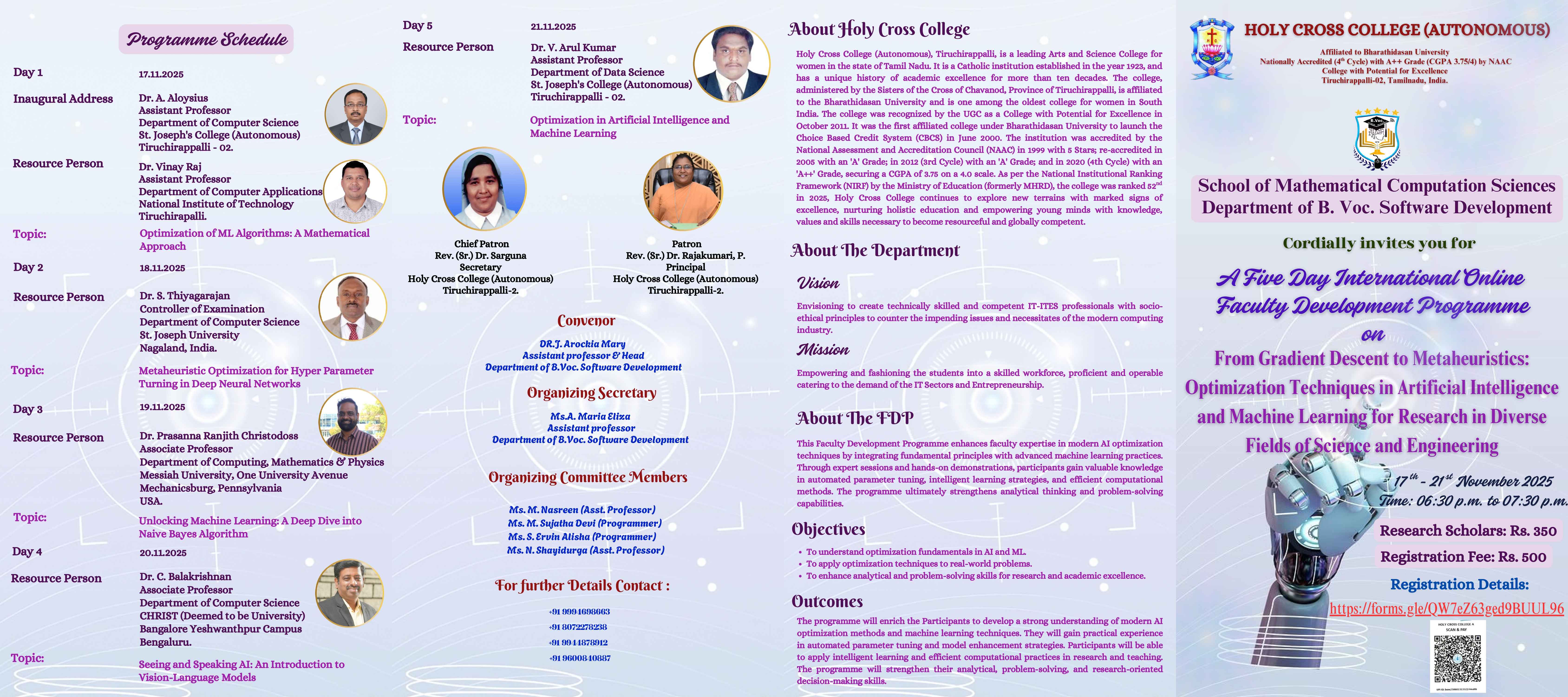 A five day International online FDP on "From Gradient Descent to Metaheuristics: Optimization Techniques in Artificial Intelligence and Machine Learning for Research in Diverse Fields of Science and Engineering "