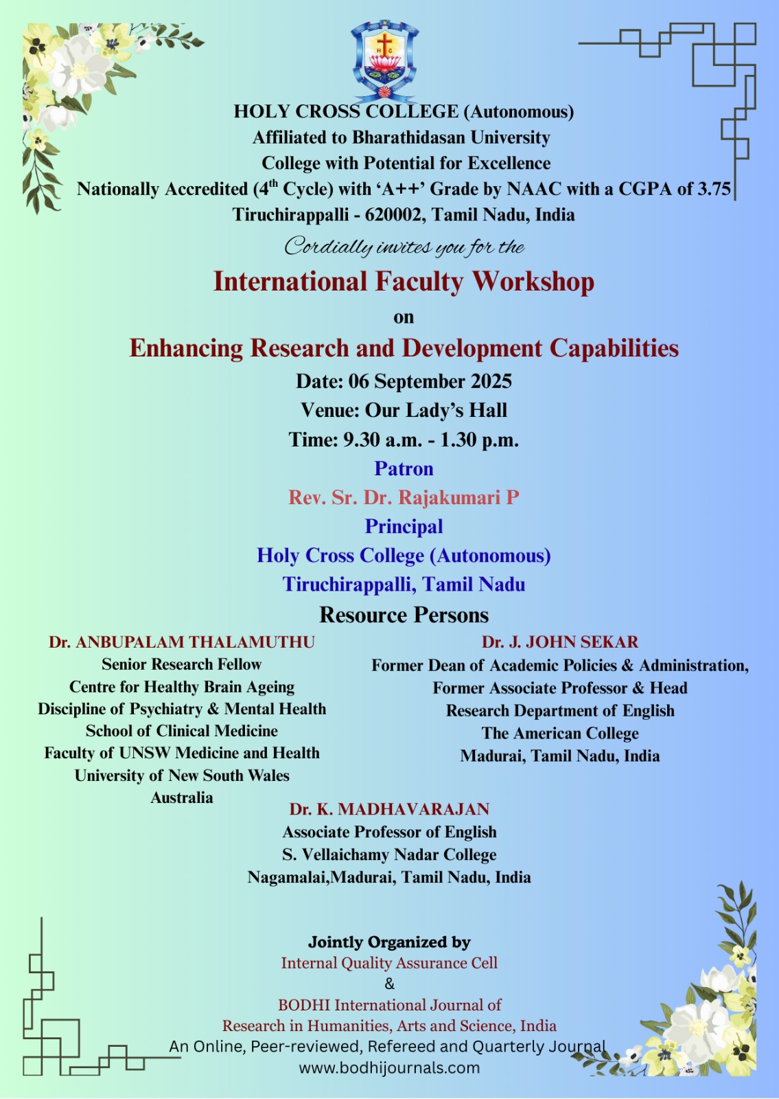INTERNATIONAL FACULTY  WORKSHOP