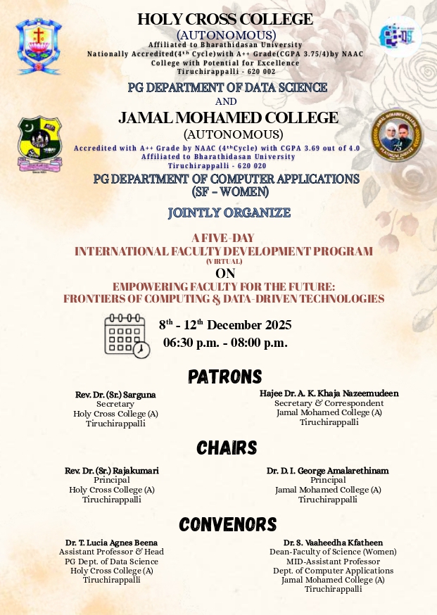 A FIVE-DAY INTERNATIONAL FACULTY DEVELOPMENT PROGRAM (VIRTUAL) EMPOWERING FACULTY FOR THE FUTURE: FRONTIERS OF COMPUTING & DATA-DRIVEN TECHNOLOGIES