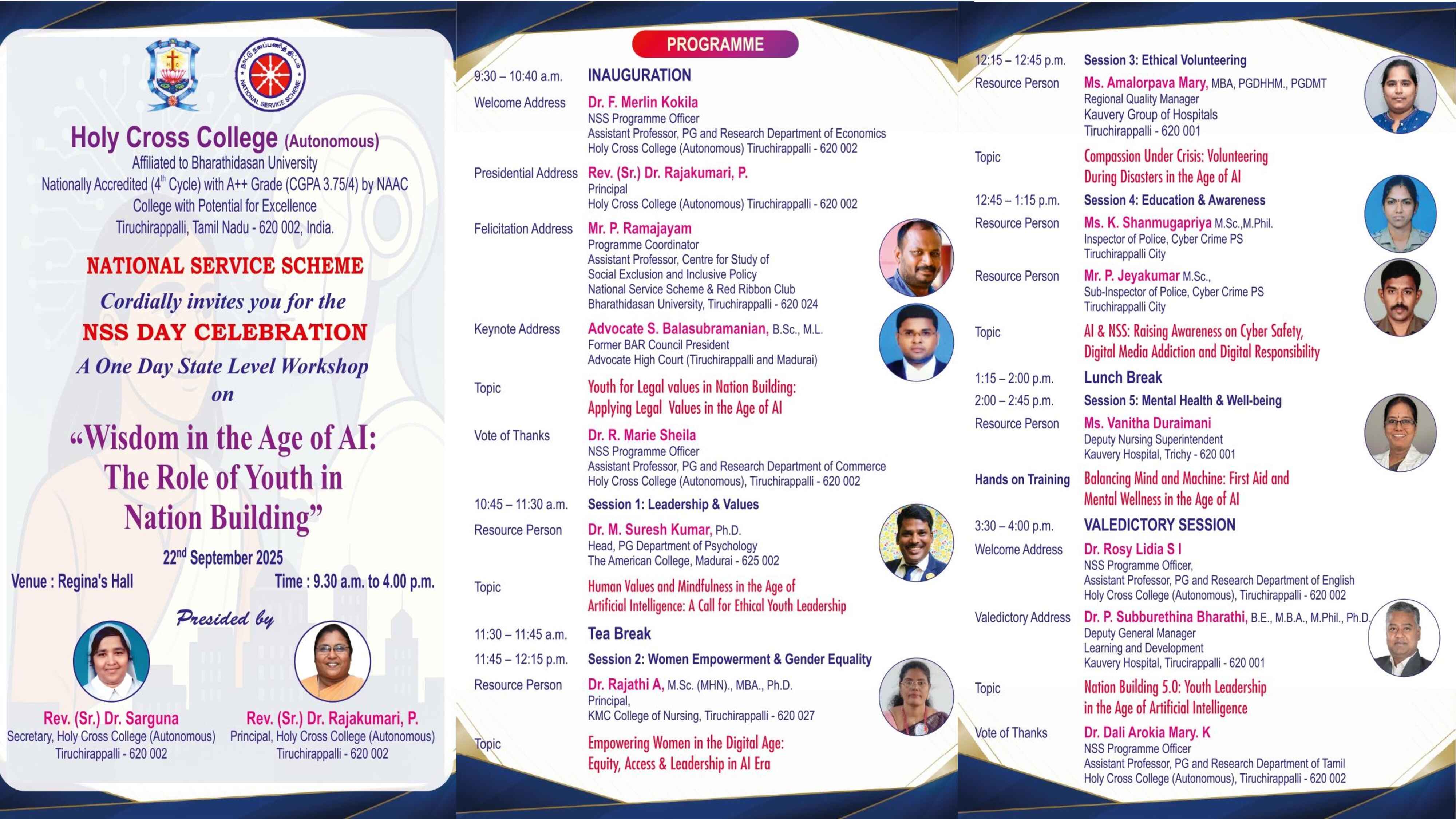 NSS DAY CELEBRATION - A One Day State Level Workshop on Wisdom in the Age of AI: The Role of Youth in Nation Building