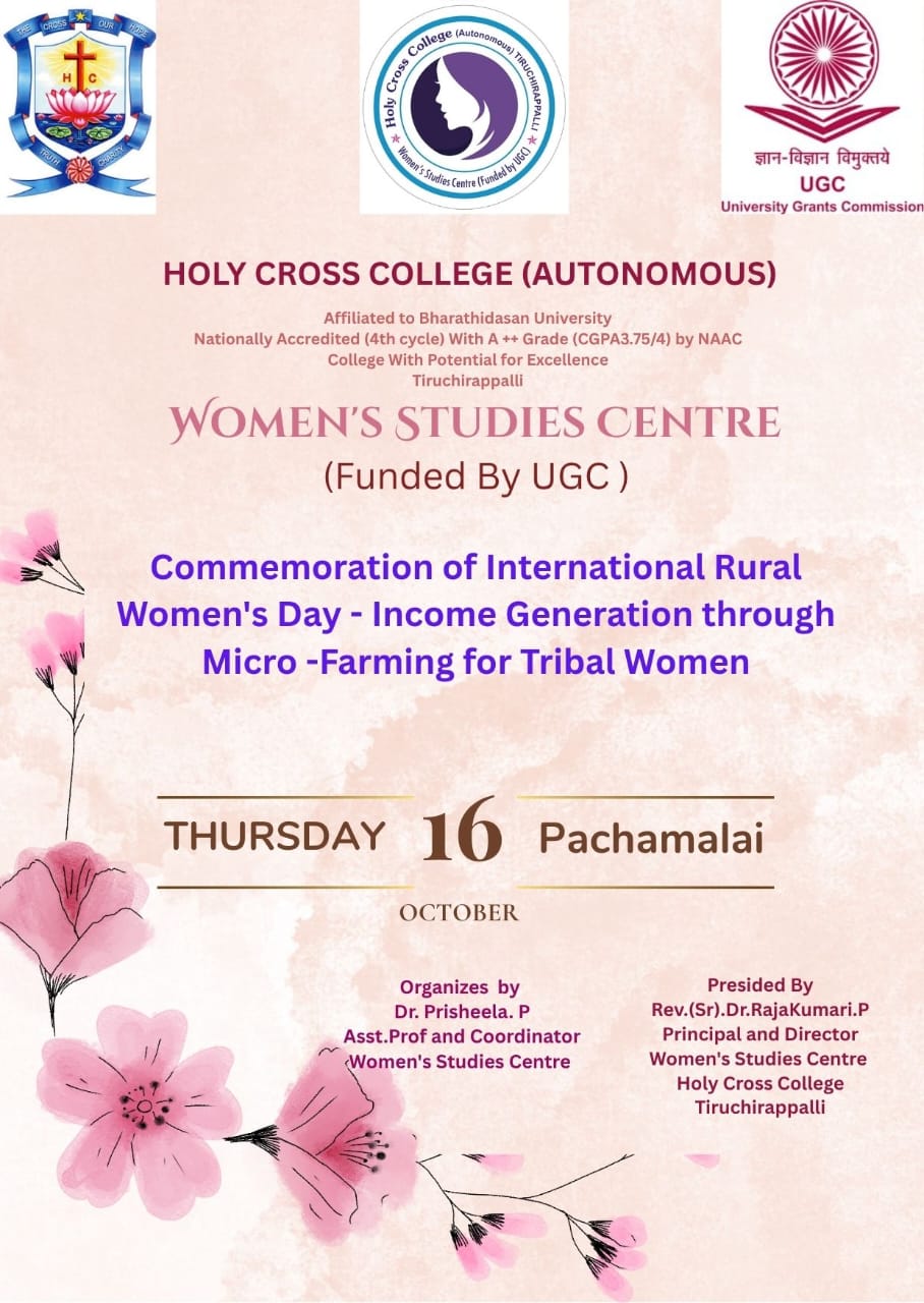 Commemoration of International Rural  Womens Day  Income Generation through  Micro Farming for Tribal Women  Pachamalai